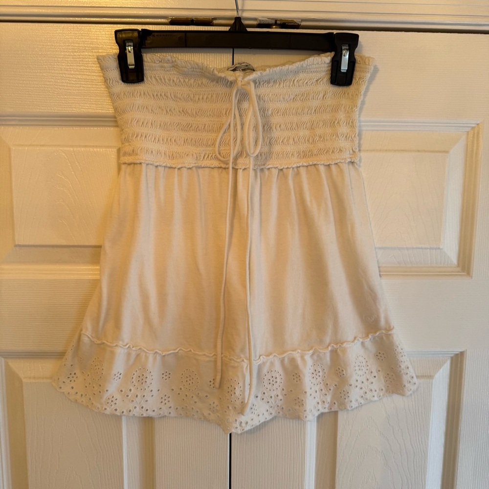 American Eagle Outfitters White Smocked Halter Top